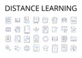 distance learning line icons collection. e-learning, virtual education, online schooling, remote instruction, web-based