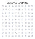 distance learning outline icons collection. Distance, Learning, Online, Education, Virtual, Course, Program vector