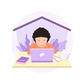 Distance learning solutions. Cute little boy using laptop for online education at home. Learn at home concept. Royalty Free Stock Photo