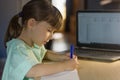 Little schoolgirl studies at home