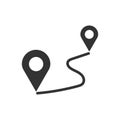 Distance pin icon in flat style. Gps navigation vector illustration on white isolated background. Communication travel business Royalty Free Stock Photo