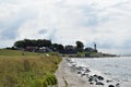 In the distance seen from the beach the idyllically situated Urk peninsula