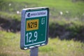 Distance sign along regional road N219 in the Netherlands