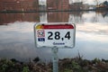 Distance sign in the quay of the Gouwe canal