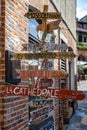 Distance signs on the street in french town Albi