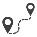Distance solid icon, navigation route, map pointer