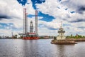 Distance traffic service and Arctic drilling platform in Kronstadt, Russia