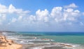 Distance view of Tel-Aviv beaches, Mediterranean sea Royalty Free Stock Photo