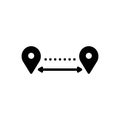 Black solid icon for Distances, gps and location