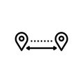 Black line icon Distances, gps and location