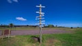 Distances pole at Hanga Roa, Easter Island, Chile Royalty Free Stock Photo