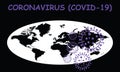 Coronavirus COVID 19 world map black background