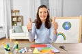 teacher having online class of arts and crafts Royalty Free Stock Photo
