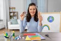 teacher having online class of arts and crafts Royalty Free Stock Photo