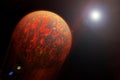 Distant exoplanet, in dark space. Elements of this image furnished by NASA