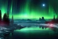 distant exoplanet with glowing auroras around poles