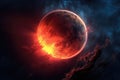 distant exoplanet with vivid, swirling atmosphere in a telescope view