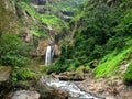 Distant Marleshwar waterfall scene