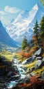 A Majestic Valley: A Stunning Depiction Of Nature In The Mountains Royalty Free Stock Photo