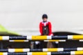 Equestrian Red Rider Horse Focus Poles Royalty Free Stock Photo