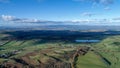 Distant river forth from a drone in sunshine above towards Longannet Royalty Free Stock Photo