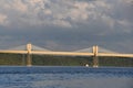 Extradosed bridge spanning St. Croix River Royalty Free Stock Photo