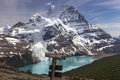 Snowy Mountain Robson and Berg Lake Scenic Landscape Hiking Sign