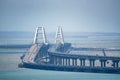 Distant view of new Crimean bridge in Kerch strait