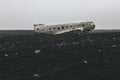 distant view of DC3 Plane wreck in Solheimasandur Royalty Free Stock Photo