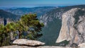 Distant view of El Capitan taken from across the valley on Sentinel Dome, Yosemite National Park, California, USA. Royalty Free Stock Photo