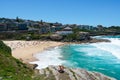 Distant view of full of people Tamarama beach in Sydney Australia Royalty Free Stock Photo