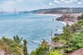 Distant view of the Golden Gate Bridge taken near Land's End Trail, San Francisco, California, USA Royalty Free Stock Photo