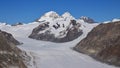 Distant view of the Jungfraujoch. Aletsch glacier. Eiger and Mon