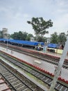 Distant View of Platform No. 1 of Railway station, Dimapur, Nagaland, India. Royalty Free Stock Photo