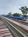 Distant View of Platform No. 1 of Railway station during Lockdown the , Dimapur, Nagaland, India.