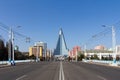 Distant view at Ryugyong Hotel in Pyongyang, North Korea Royalty Free Stock Photo