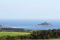 Distant view of St. Michaels Mount at high tide. Marazion, Cornwall, UK Royalty Free Stock Photo