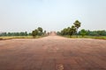 Distant view of the tomb of Akbar the Great in Agra on overcast day Royalty Free Stock Photo