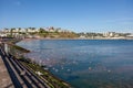 Distant view of Torquay from Broadsands. Devon on July 28, 2012. Unidentified people