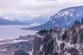 Distant view at Vista House - scenic viewpoint at Crown Point Royalty Free Stock Photo