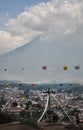 Distant view of the Volcano El Fuego o Acatenango with cross in