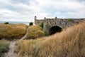 Distant view of Yeni-Kale fortress on shore of Kerch Strait in Crimea Royalty Free Stock Photo