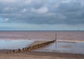 Distant wind farm from the beach Royalty Free Stock Photo