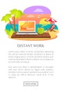 Distant Work Freelance Web Poster, Open Notebook Royalty Free Stock Photo