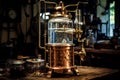 Distillation apparatus for making spirits indoors. Concept