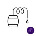 Distillation line icon. Vat with cooler and drop