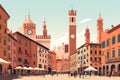 Bologna Simplified: Medieval Charm Meets Minimalist Artistry Royalty Free Stock Photo