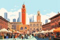 Bologna Simplified: Medieval Charm Meets Minimalist Artistry Royalty Free Stock Photo