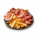 Distinctive Bacon Chips With Beans And Chips On Transparent Background