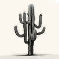 Distinctive Character Design: Slender Trunks Cactus Blackwhite Canvas Print